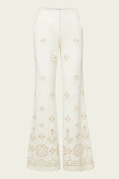 Veronica Beard Komi Eyelet Cotton Twill Flared Pants In Neutral