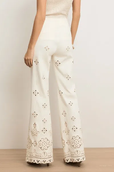 Veronica Beard Komi Eyelet Cotton Twill Flared Pants In Neutral