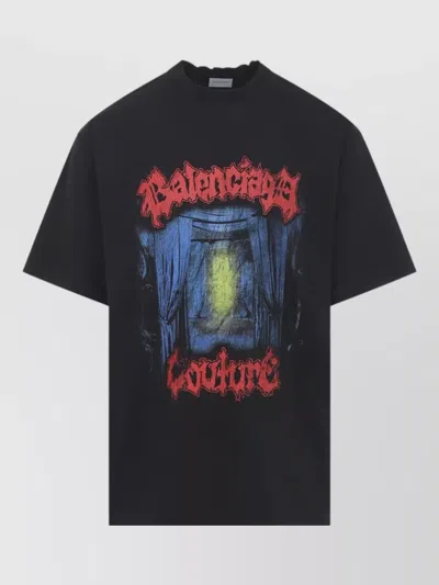 Balenciaga Cotton Salon De Couture Gothic T-shirt In Black