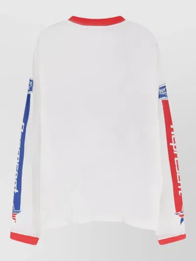 Represent Crew Neck Long Sleeves Graphic Print Trim In White