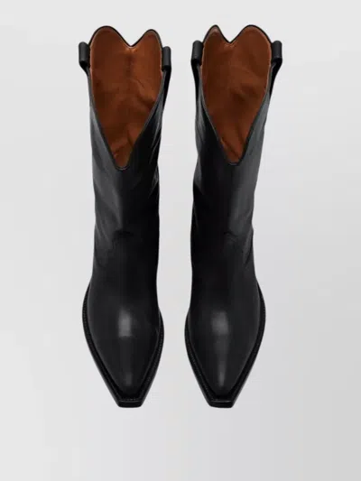 Maison Margiela Heel-less Western Leather Boots In Black