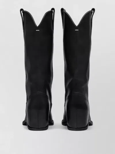 Maison Margiela Heel-less Western Leather Boots In Black