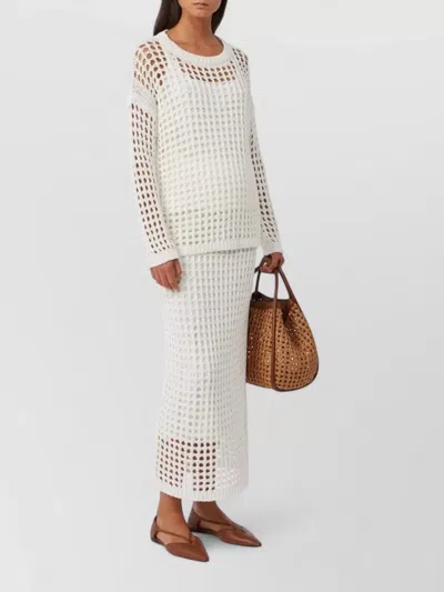 Max Mara Pure Cotton Webbing Mini Skirt With Elasticated Waist In White