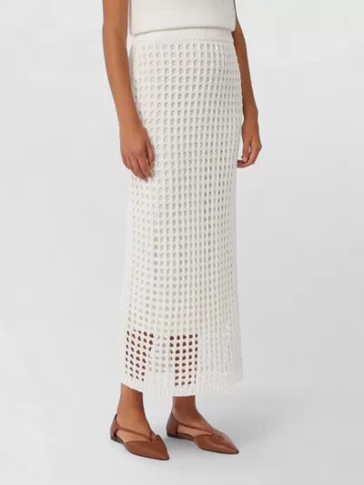 Max Mara Pure Cotton Webbing Mini Skirt With Elasticated Waist In White