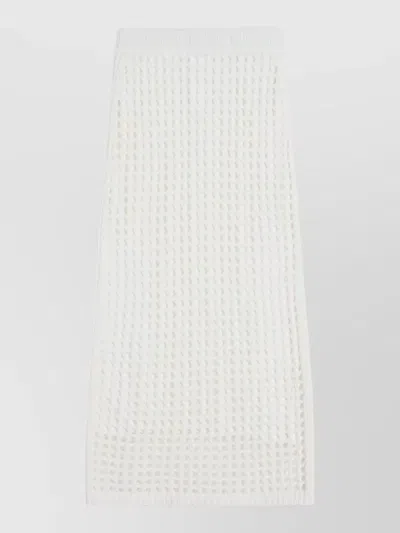 Max Mara Pure Cotton Webbing Mini Skirt With Elasticated Waist In White