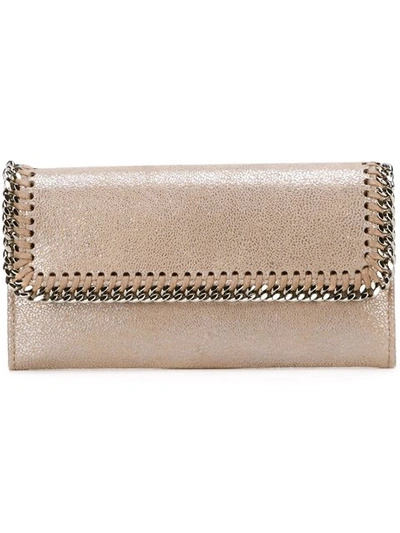 Stella Mccartney Falabella Shaggy Deer Continental Wallet In Neutrals