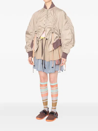 Kolor Gathered Bomber Jacket In Neutral