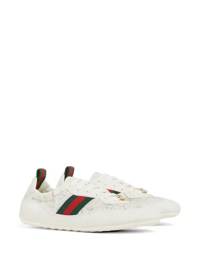 Gucci Shift Sneakers Embroidered Accents Low Top Sole In Neutral