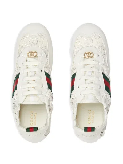 Gucci Shift Sneakers Embroidered Accents Low Top Sole In Neutral