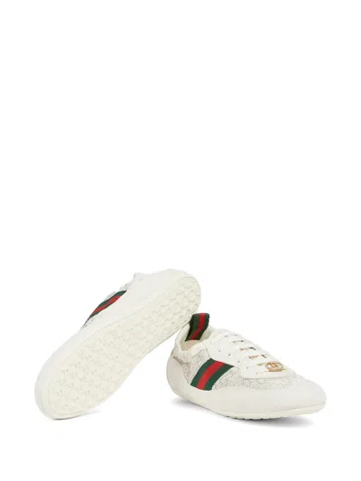 Gucci Shift Sneakers Embroidered Accents Low Top Sole In Neutral