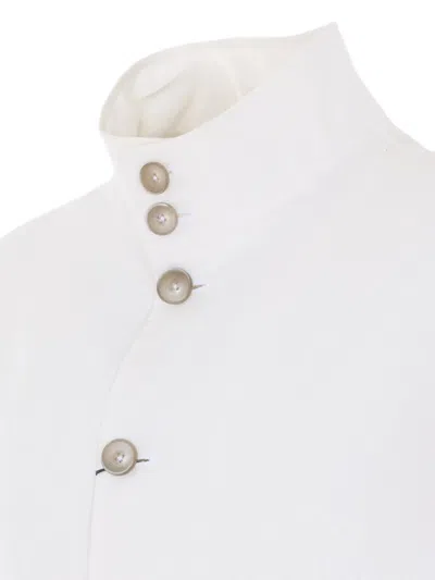 Herno Button High-neck Bomber Jacket In White