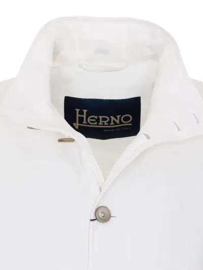 Herno Button High-neck Bomber Jacket In White