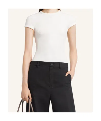 Courrèges Short-sleeved Fitted Top With Boxy Silhouette In White