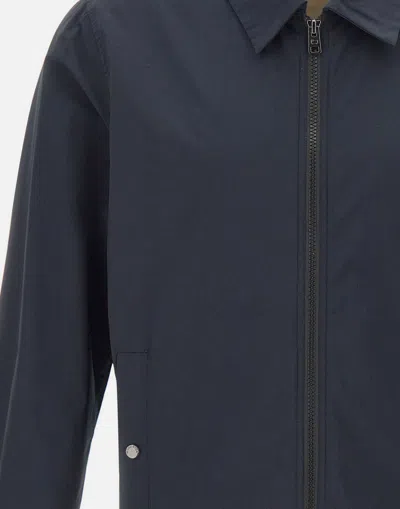 Woolrich City Timber Jacket Collared Buttoned Cuffs Pockets In Blue