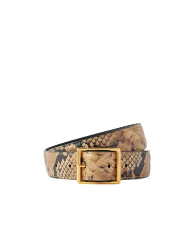 Nili Lotan Gabriele Snakeskin-embossed Leather Belt In Brown