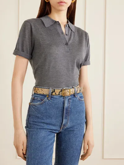 Nili Lotan Gabriele Snakeskin-embossed Leather Belt In Brown