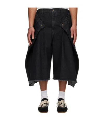 Lu'u Dan Maxi Belt Loop Denim Shorts In Black | ModeSens