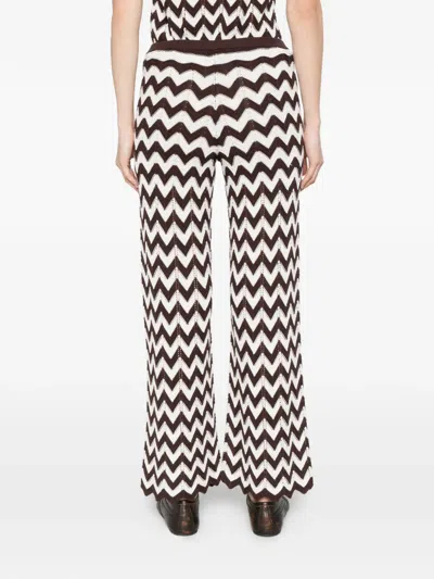 Maje Cotton Zigzag Crochet Trousers In Brown