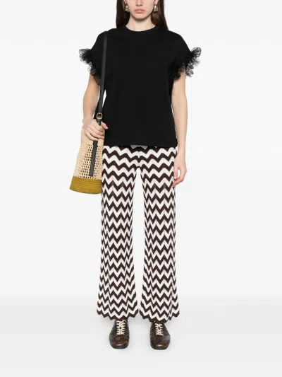 Twinset Ruffled T-shirt In Black