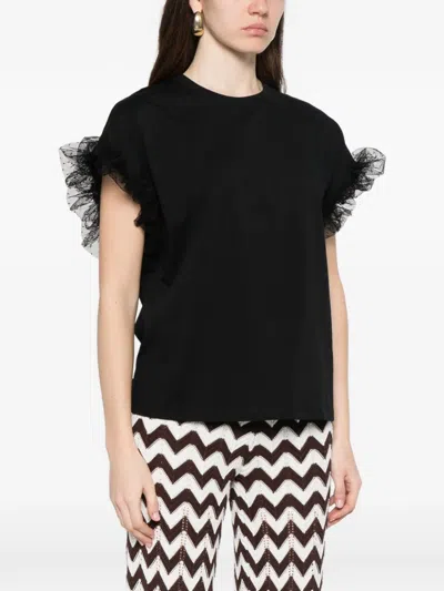 Twinset Ruffled T-shirt In Black