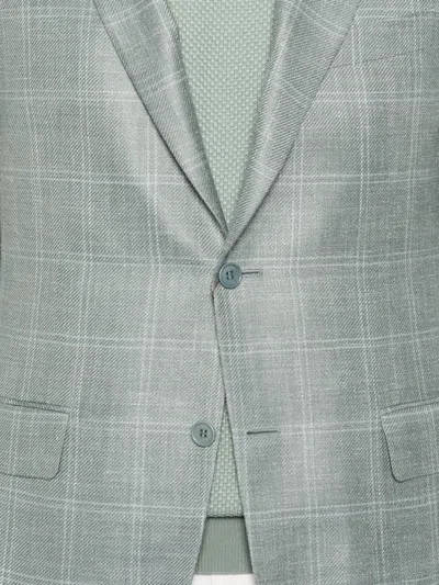 Canali Check Button Blazer In Gray