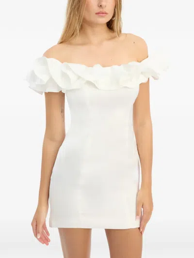 Rotate Birger Christensen ラッフルサテンミニドレス In White