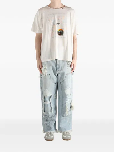Paly Hollywood Patterned Distressed T-shirt In Neutral