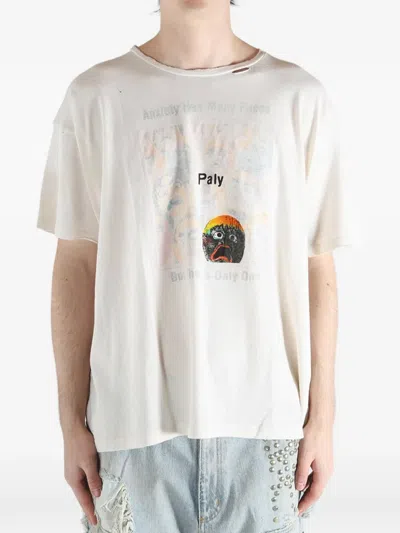 Paly Hollywood Patterned Distressed T-shirt In Neutral