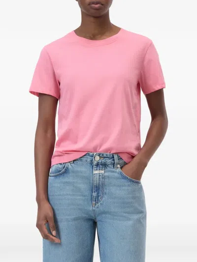 Closed Pink Solid Crew Neck T-shirt In Pink