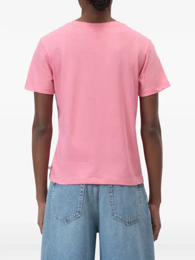 Closed Pink Solid Crew Neck T-shirt In Pink