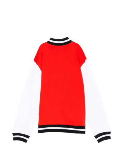 Balmain Logo-patched Two-tone Jacket In Red