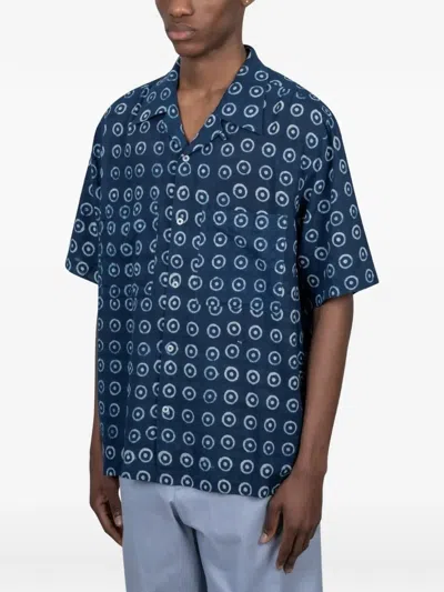Universal Works Patterned Camper-collar Shirt In Blue