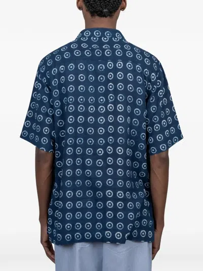 Universal Works Patterned Camper-collar Shirt In Blue