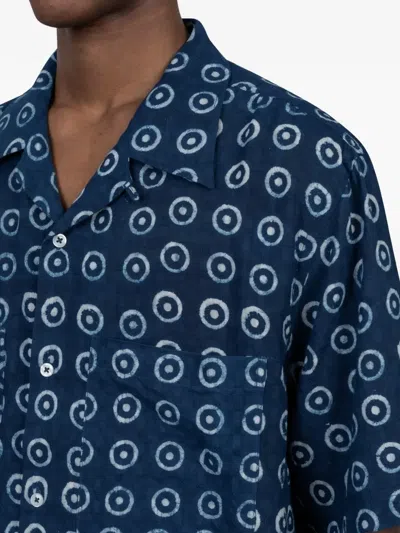 Universal Works Patterned Camper-collar Shirt In Blue