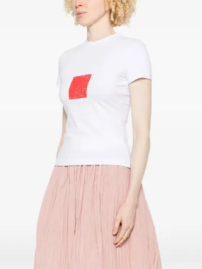 Co.go Square-print T-shirt In White