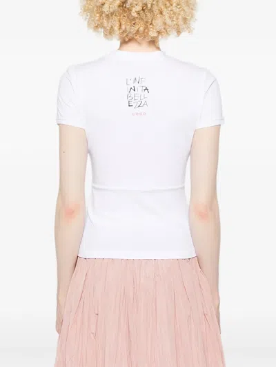 Co.go Square-print T-shirt In White