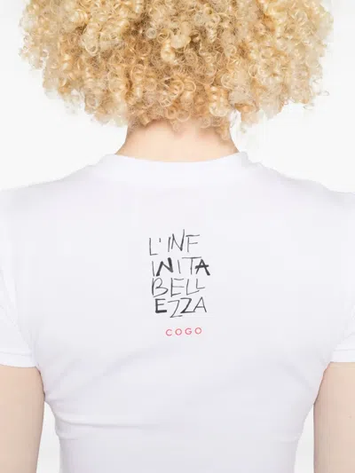 Co.go Square-print T-shirt In White