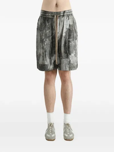 Ziggy Chen Drawstring Print Shorts In Green