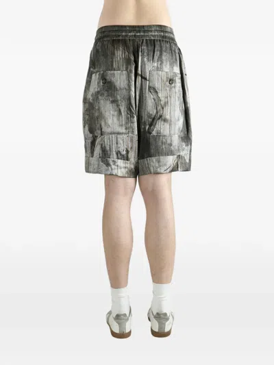 Ziggy Chen Drawstring Print Shorts In Green