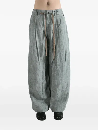 Ziggy Chen Drawstring Trousers In Gray