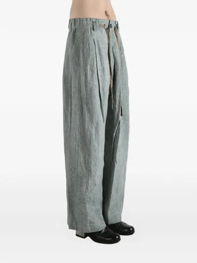 Ziggy Chen Drawstring Trousers In Gray