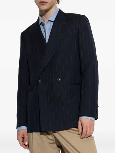 Paul Smith Pinstripe-pattern Double-breasted Blazer In Blue