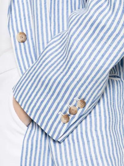 White Sand Linen Blend Single-breasted Jacket In Multi