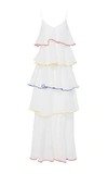 LISA MARIE FERNANDEZ Tiered Flounce Dress With Multicolored Trim