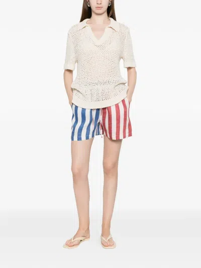 Susanna Blu Striped Drawstring Shorts In Multi