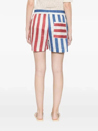 Susanna Blu Striped Drawstring Shorts In Multi