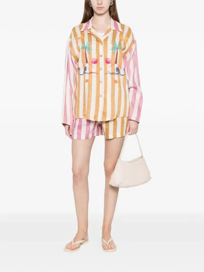 Susanna Blu Striped Drawstring Shorts In Multi