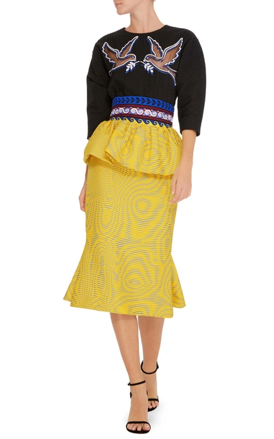 Shop Mary Katrantzou Leto Silk Peplum Midi Skirt