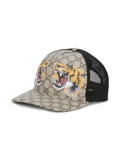 Gucci Tiger Logo Print Baseball Cap - Brown | ModeSens