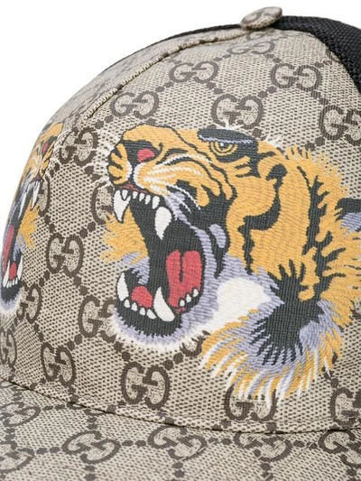 Shop Gucci Tigers Print Gg Supreme Baseball Cap